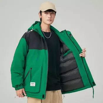 Мужская хлопковая куртка с капюшоном для осени и зимы, толстый сшитый верх, для спорта на открытом воздухе M