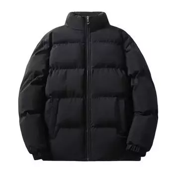 Мужская хлопковая куртка с воротником-стойкой, длинным рукавом, однотонное стеганое пальто с карманами, утолщенная теплая хлопковая верхняя одежда M синий