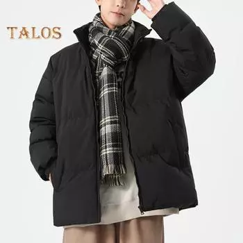 Мужская хлопковая куртка с воротником-стойкой, длинным рукавом, застежкой-молнией, утолщенным пуховым пальто с карманами, однотонная стеганая верхняя одежда M розовый