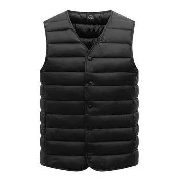 Мужская хлопковая куртка, жилет, повседневная теплая хлопковая одежда, хлопковый жилет, жилет без рукавов XXXXXL чёрный