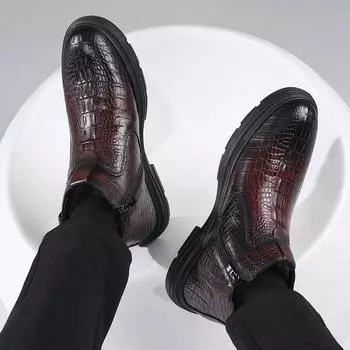 Мужская хлопковая обувь из натуральной кожи, высокие плюшевые уличные повседневные мужские туфли, теплые зимние ботинки из овчины и меха со встроенным мехом, мужской стиль 38