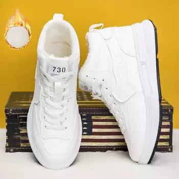 Мужская хлопковая обувь, повседневные кроссовки из одного хлопка, универсальные теплые кожаные туфли на флисовой подкладке 39