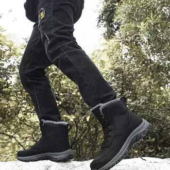 Мужская хлопковая обувь Зимние ботинки для снега Мужская походная обувь Утепленная ворсистая теплая мужская обувь с высоким берцем Утепленные ботинки из северо-восточного хлопка 39