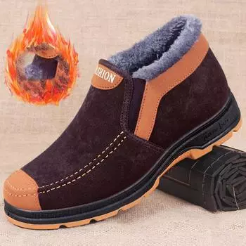 Мужская хлопковая обувь, зимняя модная обувь, мужские зимние ботинки, утепленная плюшевая удобная и теплая прогулочная обувь, мужские ботинки 44