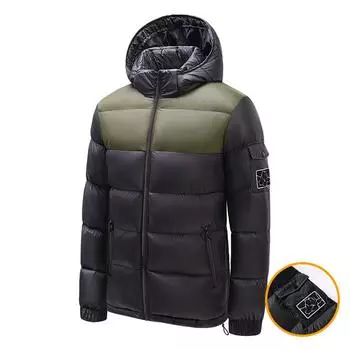 Мужская хлопковая одежда осенне-зимняя флисовая утолщенная толстая толстая одежда большого размера из хлопка пуховое хлопковое пальто L чёрный