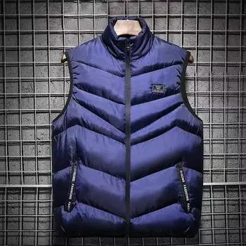 Мужская хлопковая одежда жилет зимняя модная тенденция воротник стойка утолщенная теплая молодежная куртка большого размера M красный