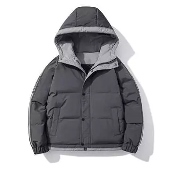 Мужская хлопковая одежда зимняя новая модная брендовая ветрозащитная и теплая утолщенная хлопковая одежда куртка с капюшоном две полоски тренд M