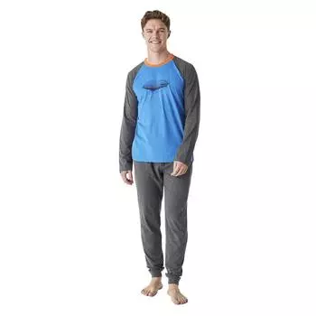Мужская хлопковая пижама с длинными рукавами и круглым вырезом JJBEP6100 L серый