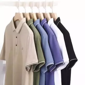 Мужская хлопковая рубашка поло с короткими рукавами, летняя футболка со свободными лацканами, новая вышитая рубашка 165