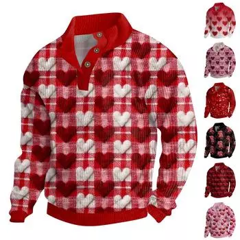 Мужская хлопковая рубашка-пуловер с длинным рукавом для активного отдыха, винтажная вельветовая рубашка с воротником-стойкой и пуговицами, повседневная толстовка с принтом L