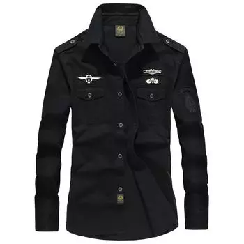 Мужская хлопковая рубашка с длинными рукавами, тонкая молодежная весенне-осенняя рубашка, военная ветровая рубашка XL