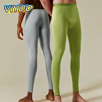 Мужская хлопковая термобельё высокого качества, нижнее бельё, пижамные штаны для мужчин, брюки с эластичным поясом, осенне-зимняя одежда L синий