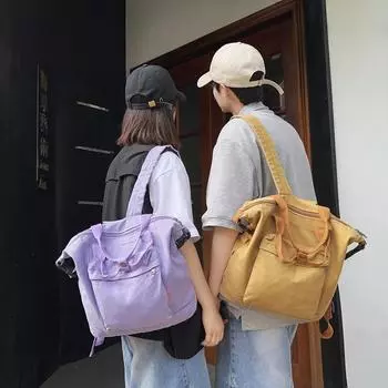 Мужская холщовая сумка, однотонный женский рюкзак, дорожный рюкзак белый