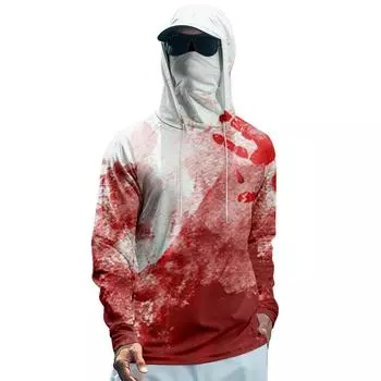 Мужская худи реглан для рыбалки с принтами на Хэллоуин - UPF 50+ УФ защита, длинный рукав, солнцезащитная рубашка с сетчатым козырьком M