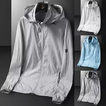 Мужская и летняя одежда из ледяного шелка с защитой от солнца, пальто с защитой от ультрафиолета L серый