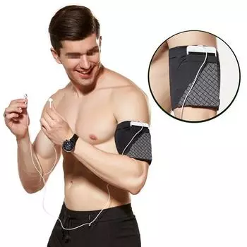 Мужская и женская эластичная сумка для бега для мобильного телефона, дорожный чехол для мобильного телефона, сумка для фитнеса, спорта, уличного снаряжения, сумка на запястье S чёрный