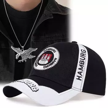 Мужская и женская бейсболка, комплект из 2 предметов, ожерелье с подвеской в виде орла, вышитые буквы, кепка с утиным языком, универсальная модная шляпа для отдыха и спорта, солнцезащитная шляпа для пары чёрный