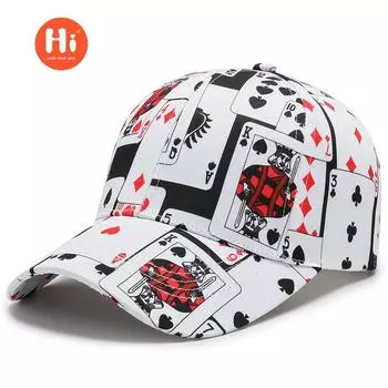 Мужская и женская бейсболка с трендовыми принтами, корейское издание, модная уличная кепка, кепка для хип-хопа, кепка для покера, кепка для активного отдыха adjustable