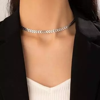 Мужская и женская цепочка на одинаковую шею, цепочка из сплава рыбьей чешуи, однослойное ожерелье, простая геометрическая цепочка на ключицу серебряный