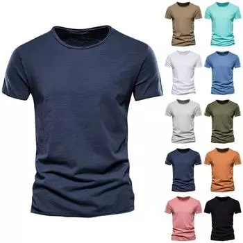 Мужская и женская цветная хлопковая футболка с круглым вырезом и короткими рукавами L армия зеленый