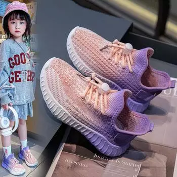Мужская и женская детская обувь, сетчатая дышащая детская теннисная обувь, летние новые универсальные кроссовки Fly-Knit с мягкой подошвой 26 синий