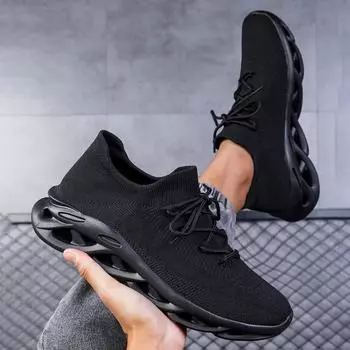 Мужская и женская дышащая сетчатая обувь, кроссовки больших размеров, модные кроссовки 35 чёрный