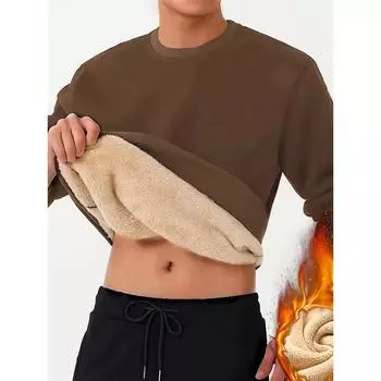 Мужская и женская флисовая толстовка с круглым вырезом, однотонная, теплая и удобная, подходит для осени и зимы в качестве базового слоя и верхней одежды M чёрный