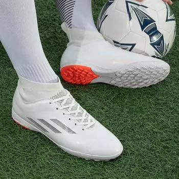 Мужская и женская футбольная обувь с высоким верхом, плетеные носки, рот, кожаная поверхность, длинные ногти, сломанные ногти, плоское дно, профессиональные соревнования, тренировочные 30