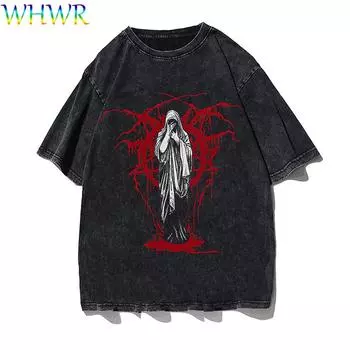 Мужская и женская футболка из хлопка оверсайз свободного кроя с круглым вырезом, модная летняя футболка S