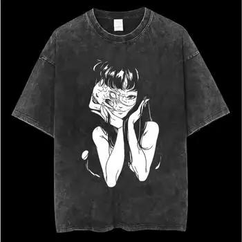 Мужская и женская футболка оверсайз свободного кроя из стираного хлопка, с коротким рукавом и круглым вырезом, модная новинка летних футболок S