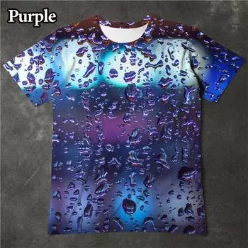 Мужская и женская футболка с принтом капли воды 3D, индивидуальная модная повседневная футболка S синий