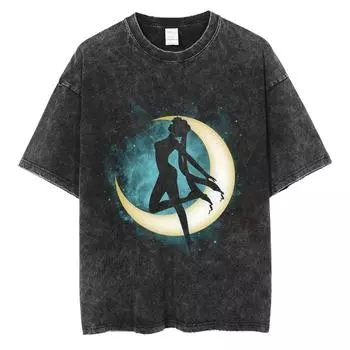 Мужская и женская футболка с принтом в винтажном стиле с рисунком в стиле японского аниме, летняя хлопковая футболка с коротким рукавом S