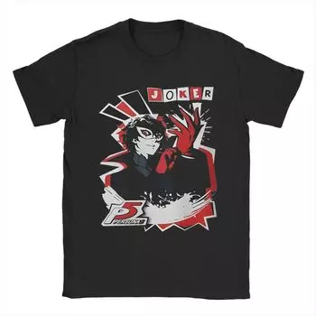 Мужская и женская графическая печать Personaed 5 Joker Мужская забавная игровая футболка Футболка из чистого хлопка Футболки Одежда S чёрный