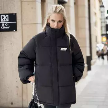 Мужская и женская хлопковая куртка одинакового размера, короткая хлопковая куртка большого размера, свободная и утолщенная хлопковая куртка M чёрный