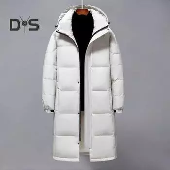 Мужская и женская хлопковая куртка с капюшоном и длинным рукавом, теплая пуховая куртка, однотонная, средней длины, утолщенная стеганая верхняя одежда S серый