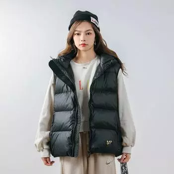 Мужская и женская куртка с капюшоном из перьев с одинаковым модным трендом, утолщенная, черного золота, женская модная индивидуальность, защита от холода L