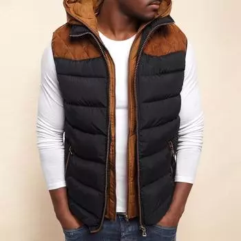 Мужская и женская куртка-жилет из хлопка, повседневная свободная куртка-камисоль с двойной молнией M чёрный