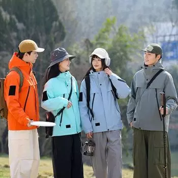 Мужская и женская легкая дышащая износостойкая однослойная водонепроницаемая альпинистская куртка для пар S чёрный