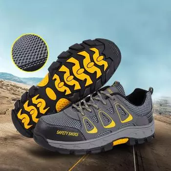 Мужская и женская легкая дышащая стальная обувь Baotou Low Top Four Seasons с противоскользящей износостойкой защитой на месте 36 зелёный