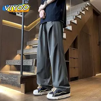 Мужская и женская летняя одежда Y2K, повседневные мешковатые широкие брюки с парашютом, спортивные штаны для бега, спортивные штаны, мужские брюки 3XL чёрный