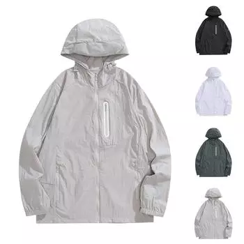 Мужская и женская летняя спортивная уличная легкая дышащая анти-ультрафиолетовая одежда для пар с защитой от солнца L чёрный