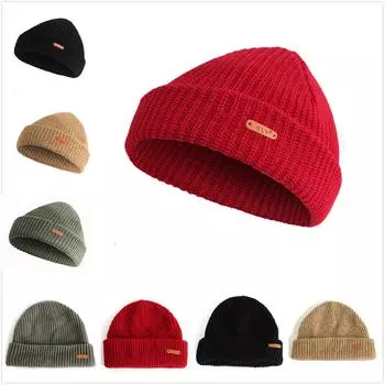 Мужская и женская мешковатая теплая вязаная крючком зимняя шерстяная вязаная лыжная шапка с напуском, шапка чёрный