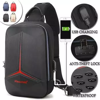 Мужская и женская многофункциональная противоугонная сумка через плечо с USB-портом, водонепроницаемая дорожная сумка-слинг, сумка-мессенджер, нагрудная сумка для мужчин золотой