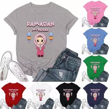 Мужская и женская мода повседневная футболка с принтом круглый вырез пуловер топы с коротким рукавом XXXL зелёный