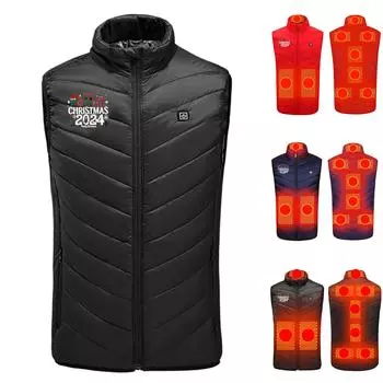 Мужская и женская мода повседневная теплая утепленная куртка с рождественским принтом жилеты M красный