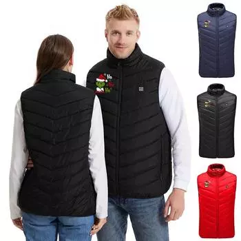 Мужская и женская мода повседневная теплая утепленная куртка с рождественским принтом жилеты S красный