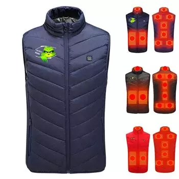 Мужская и женская мода повседневная теплая утепленная куртка с рождественским принтом жилеты M чёрный