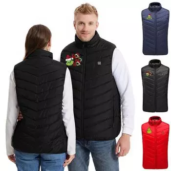 Мужская и женская мода повседневная теплая утепленная куртка с рождественским принтом жилеты M синий