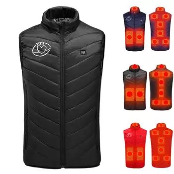 Мужская и женская мода повседневный теплый умный обогреваемый печатный жилет M чёрный