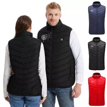 Мужская и женская мода повседневный теплый умный обогреваемый печатный жилет XL синий